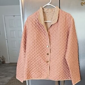 Quilted Pink Jacket with Gold Buttons